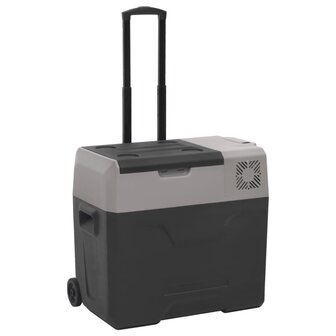 Koelbox met wielen en adapter 40 L polypropeen zwart en grijs 4