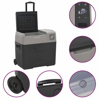 Koelbox met wielen en adapter 40 L polypropeen zwart en grijs 9