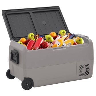 Koelbox met wielen en adapter 50 L PP en PE zwart en grijs 2