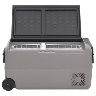 Koelbox met wielen en adapter 50 L PP en PE zwart en grijs 4