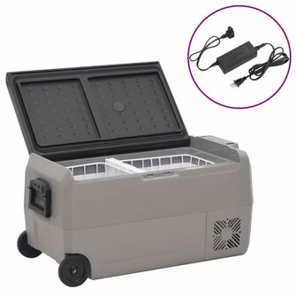 Koelbox met wielen en adapter 60 L PP en PE zwart en grijs 1