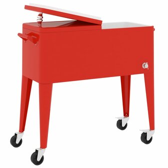 Koelbox op wielen 92x43x89 cm rood 4