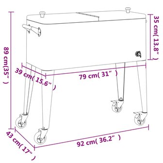 Koelbox op wielen 92x43x89 cm rood 9