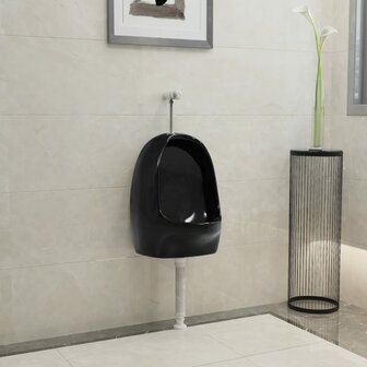 Wandurinoir met spoelklep keramiek zwart 1