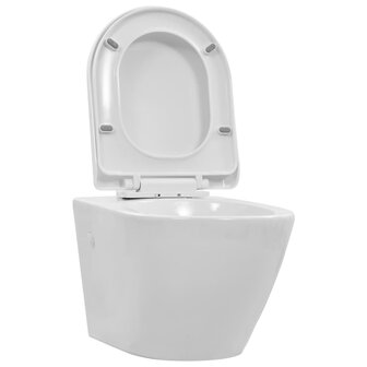 Hangend toilet randloos keramiek wit 2