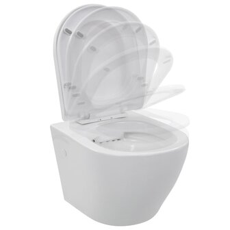 Hangend toilet randloos keramiek wit 6
