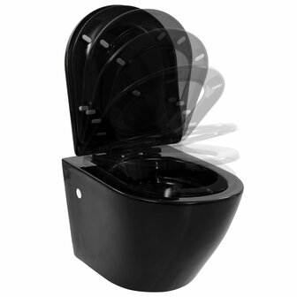 Hangend toilet randloos keramiek zwart 3