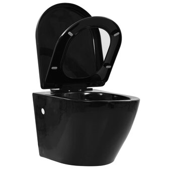 Hangend toilet randloos keramiek zwart 4