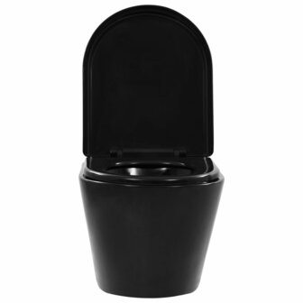 Hangend toilet randloos keramiek zwart 5