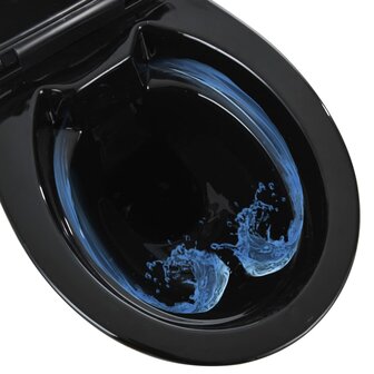 Toilet verhoogd 7 cm soft-close randloos keramiek zwart 6
