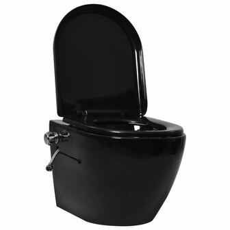 Hangend toilet randloos met bidetfunctie keramiek zwart 2