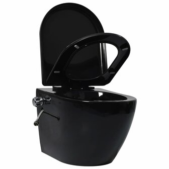Hangend toilet randloos met bidetfunctie keramiek zwart 4