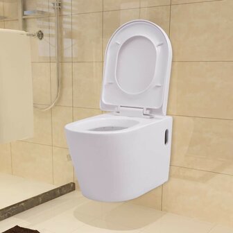 Hangend toilet met verborgen stortbak keramiek wit 2