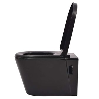 Hangend toilet met verborgen stortbak keramiek zwart 4