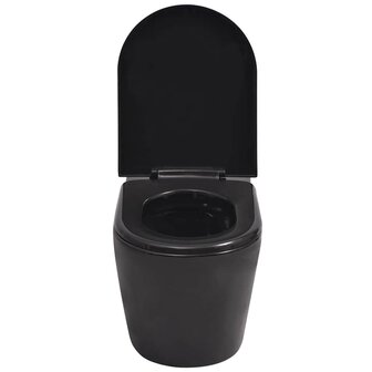 Hangend toilet met verborgen stortbak keramiek zwart 5