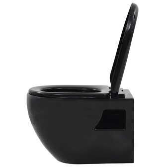 Hangend toilet met verborgen stortbak keramiek zwart 6