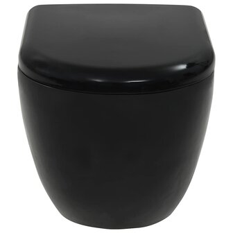 Hangend toilet met verborgen stortbak keramiek zwart 7