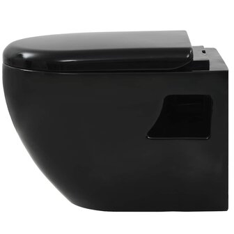 Hangend toilet met verborgen stortbak keramiek zwart 8