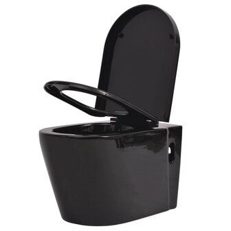 Hangend toilet met verborgen stortbak keramiek zwart 3