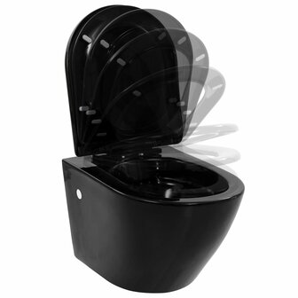Hangend toilet met verborgen stortbak keramiek zwart 6