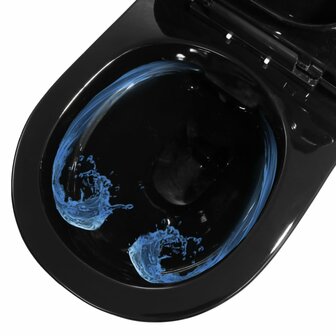 Hangend toilet met verborgen stortbak keramiek zwart 9