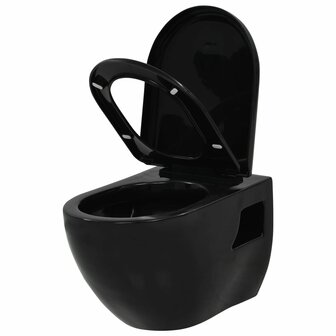 Hangend toilet met verborgen stortbak keramiek zwart 4