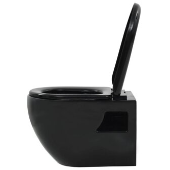 Hangend toilet met verborgen stortbak keramiek zwart 5