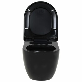 Hangend toilet met verborgen stortbak keramiek zwart 7