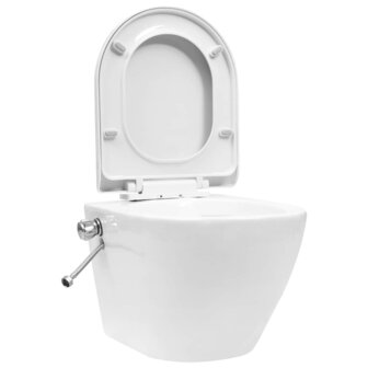 Hangend toilet randloos met verborgen stortbak keramiek wit 3