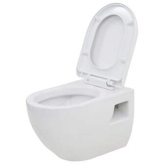 Hangend toilet met hoge verbogen stortbak keramiek 4