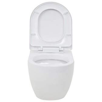 Hangend toilet met hoge verbogen stortbak keramiek 5