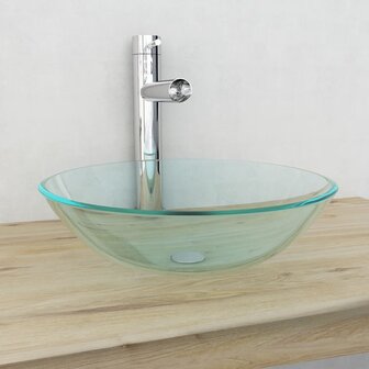Wasbak gehard glas 42 cm transparant 1