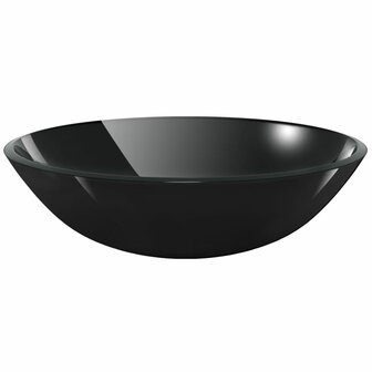 Wasbak gehard glas 42 cm zwart 2