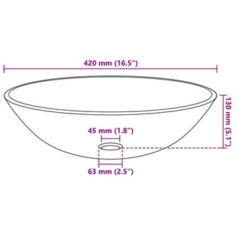 Wasbak gehard glas 42 cm goud 4