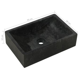 Gootsteen 45x30x12 cm marmer hoogglans zwart 9