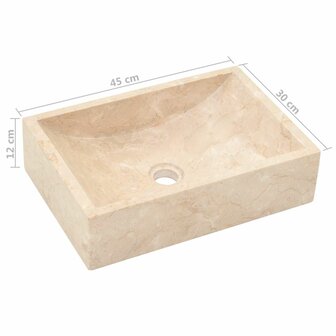 Gootsteen 45x30x12 cm marmer hoogglans cr&egrave;mekleurig 9