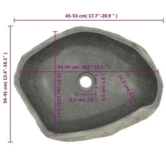 Wastafel ovaal (45-53)x(34-41) cm riviersteen   7