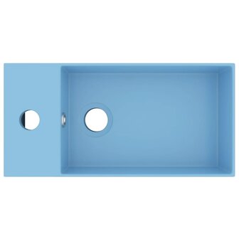 Wastafel met overloop keramiek lichtblauw 3