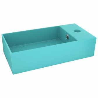 Wastafel met overloop keramiek lichtgroen 2