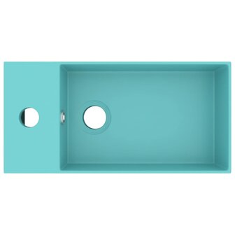 Wastafel met overloop keramiek lichtgroen 3