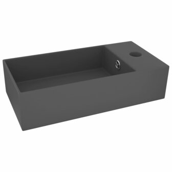 Wastafel met overloop keramiek donkergrijs 2