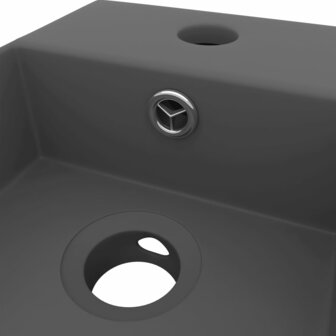 Wastafel met overloop keramiek donkergrijs 5