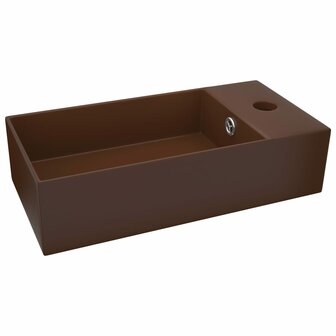 Wastafel met overloop keramiek donkerbruin 2