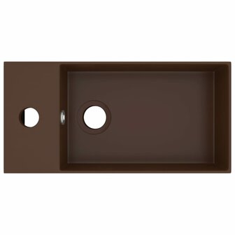 Wastafel met overloop keramiek donkerbruin 3