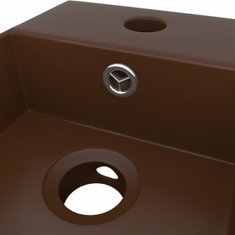 Wastafel met overloop keramiek donkerbruin 5