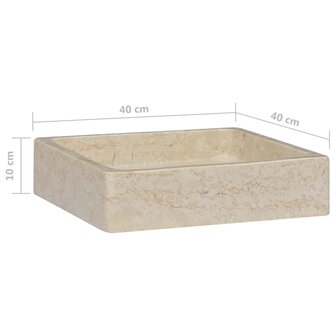 Gootsteen 40x40x10 cm marmer cr&egrave;mekleurig 6