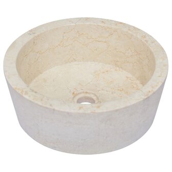 Gootsteen &Oslash;40x15 cm marmer cr&egrave;mekleurig 2