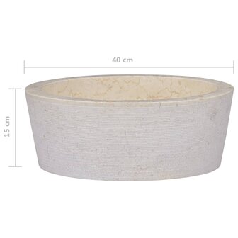 Gootsteen &Oslash;40x15 cm marmer cr&egrave;mekleurig 6