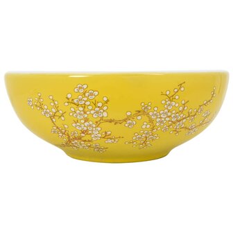 Opzetwasbak rond &Phi;41x14 cm keramiek wit en geel 2