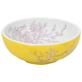 Opzetwasbak rond &Phi;41x14 cm keramiek wit en geel 3
